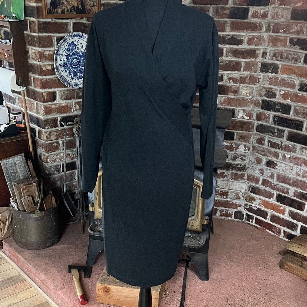 Express Elegant Black Faux Wrap Dress